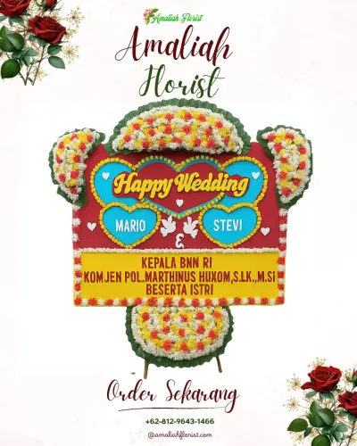 Karangan Papan Bunga Pernikahan di Dayan Peken